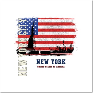 New York City with Flag Posters and Art